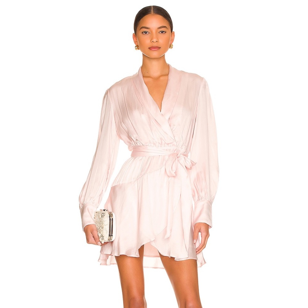 NWOT Bardot Aaliyah Wrap Puff Sleeve Mini Dress L